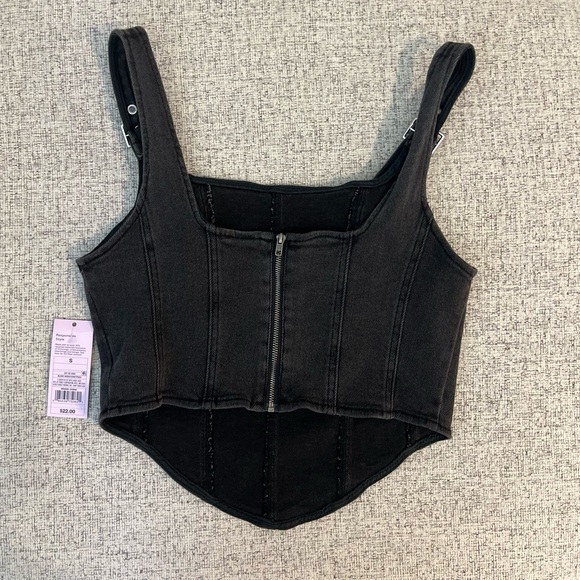 Wild Fable Black Denim Corset Top - Picture 3 of 7